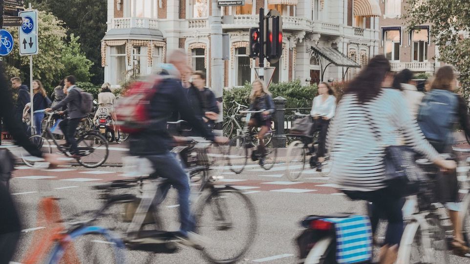 Blurred bicycle traffic
