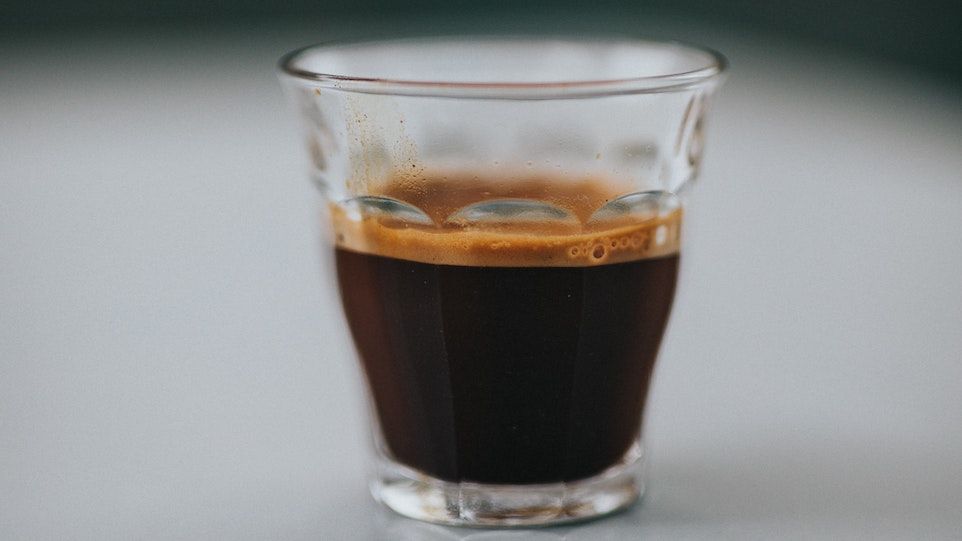 Studies show a link between coffee consumption and reduced risk of type 2 diabetes. Glas with espresso