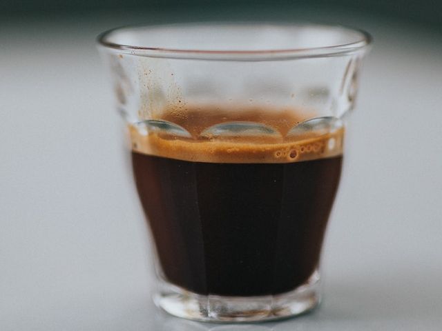 Studies show a link between coffee consumption and reduced risk of type 2 diabetes. Glas with espresso
