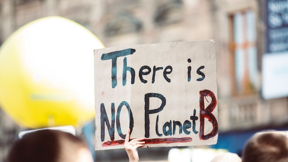 Plakat mit der Aufschrift "There is no planet B"