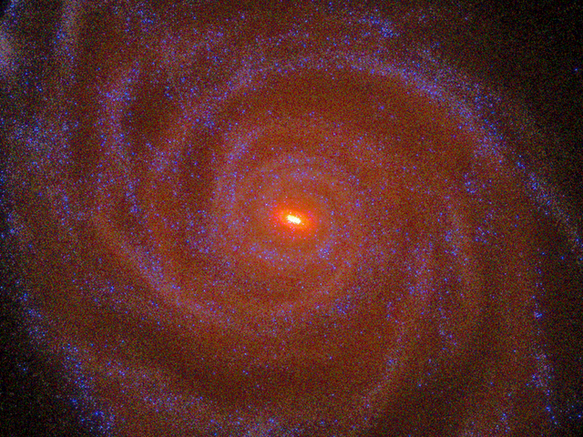 Bright reddish spot in light vortex