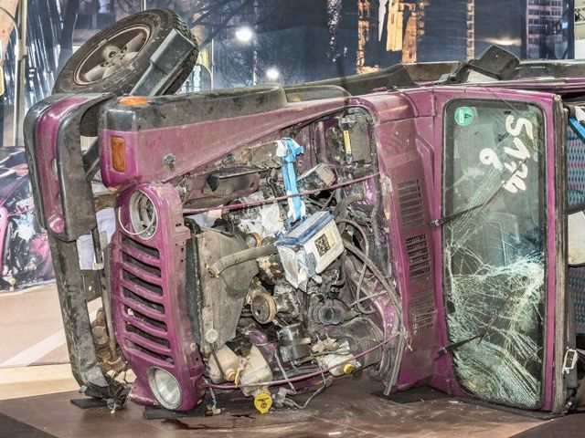 Autowrack im Deutschen Museum: Der Jeep von Michael Warshitsky, der am 1. Februar 2016 als Opfer eines illegalen Autorennens in Berlin starb.