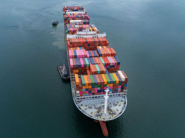 Cargo ship on the ocean
