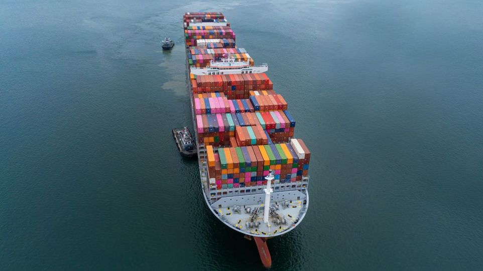 Cargo ship on the ocean