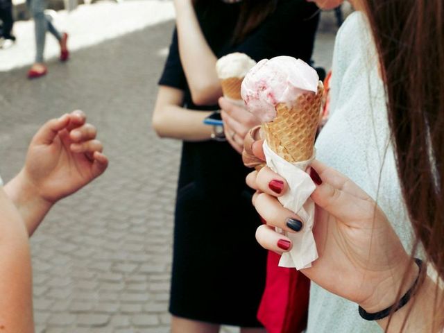 Hände halten Eiswaffeln