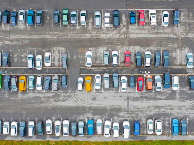 A full car park seen from above