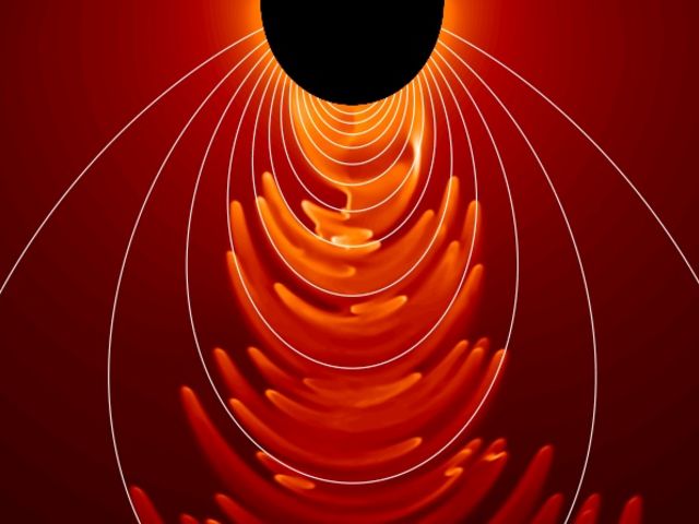 Grafische Darstellung der Magnetosphäre um einen Stern