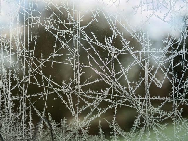   Eiskristalle am Fenster