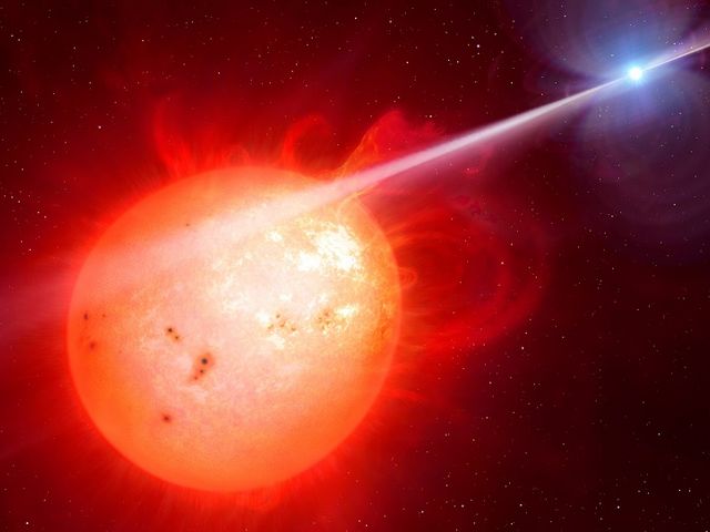 Artist's impression of a white dwarf pulsar. Artist's impression of a white dwarf pulsar.