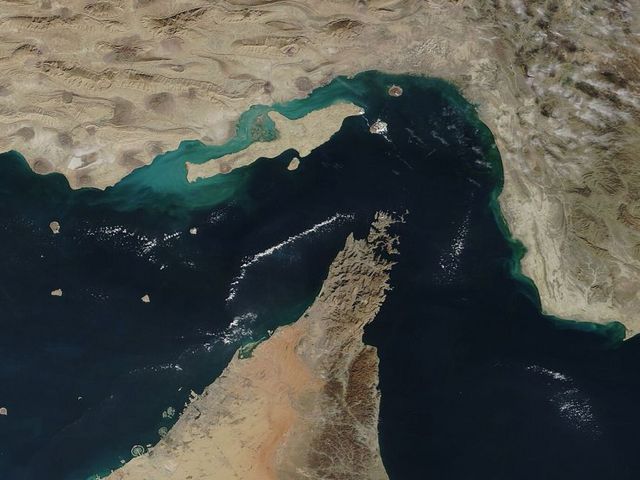 Satellite image of the Strait of Hormuz